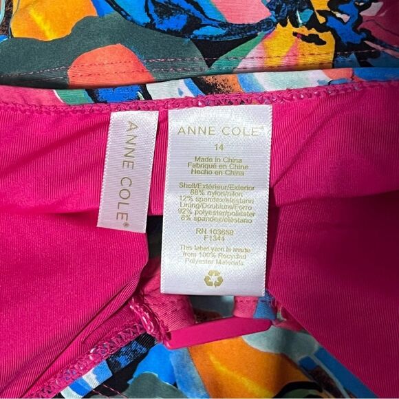 Anne Cole Amalfi Coast Multicolored Floral Pattern One Piece Swim Suit Size 14 - Picture 3 of 4